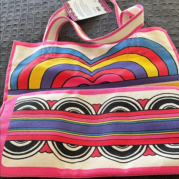 Brighton Pink and Blue Circular Pattern Tote Rainbow bright tote - Picture 4 of 7